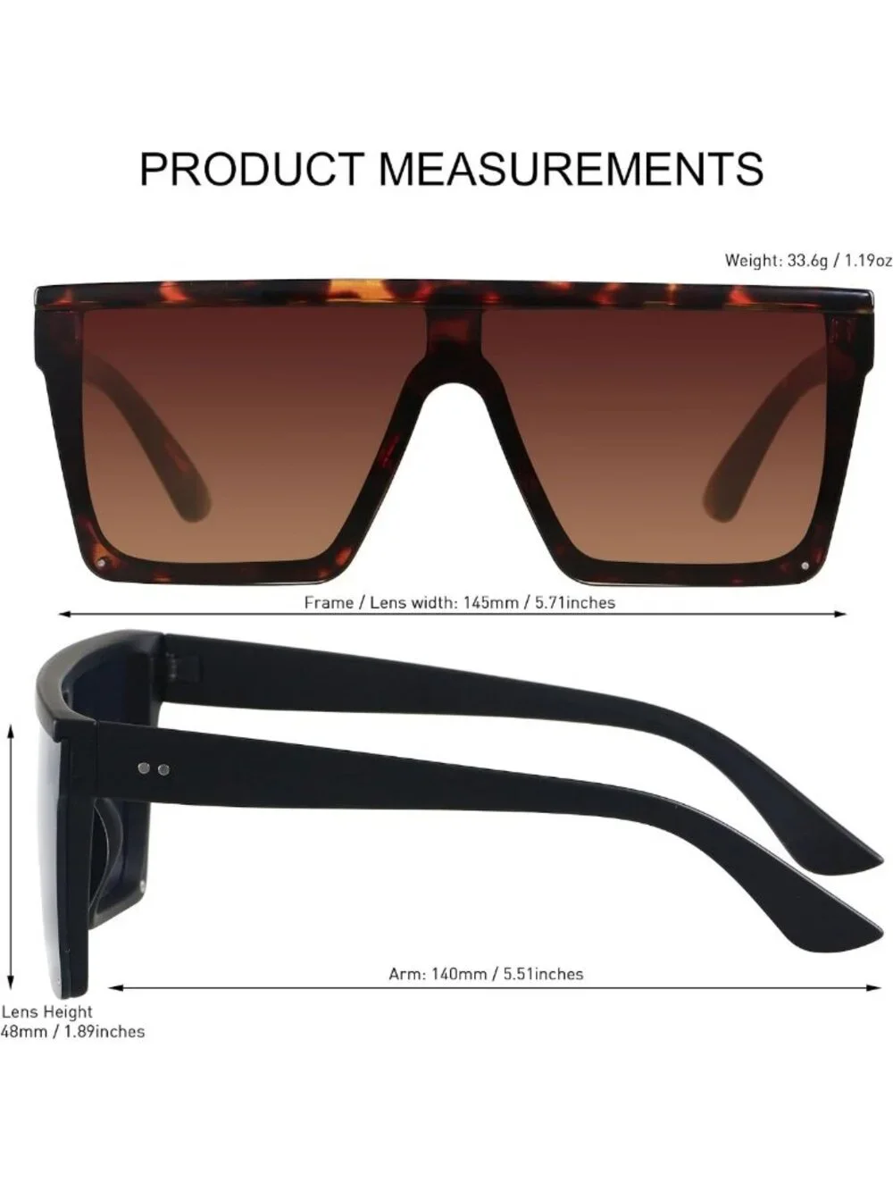 Oversized Square Flat Top Sunglasses for Women & Men - Trendy UV Protection